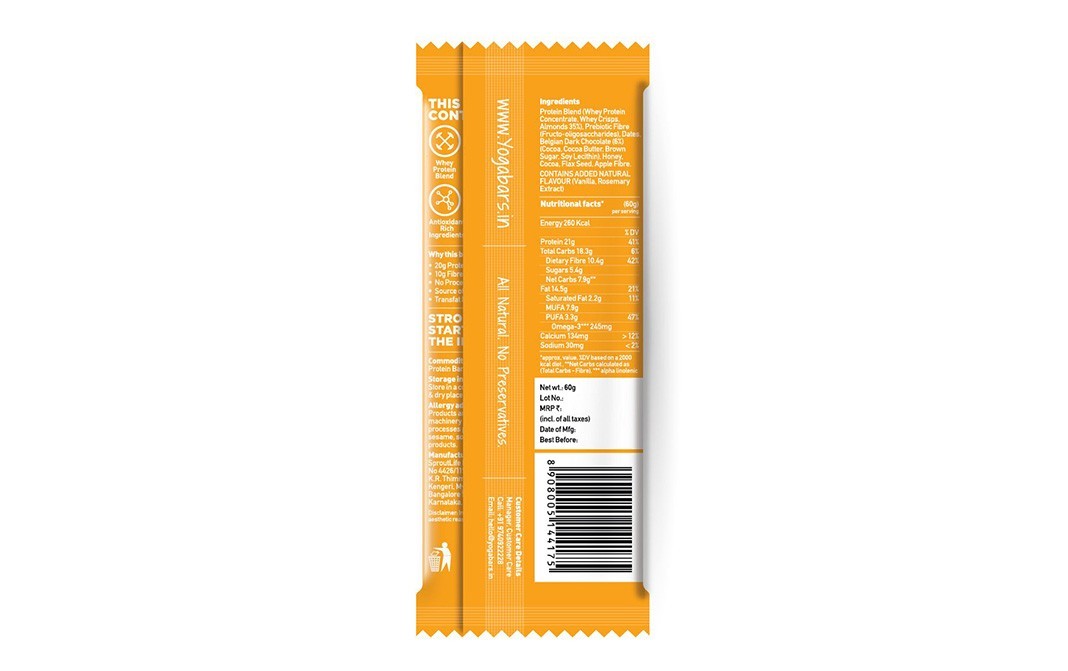 Yoga Bar 20G Protein Bar, Almond Fudge   Pack  60 grams